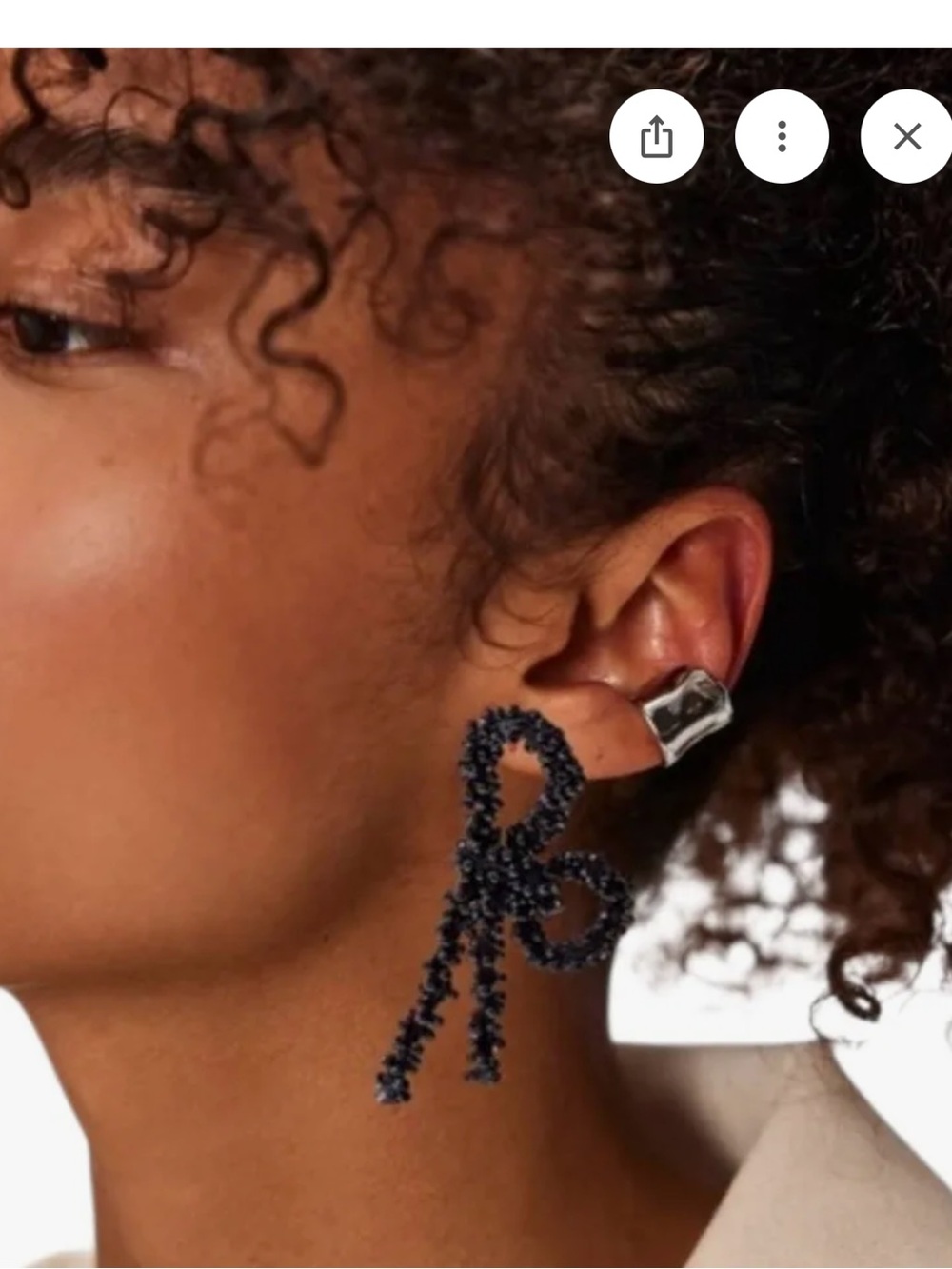 Free People Black Beaded Bow Drop Earrings Bow Dangle